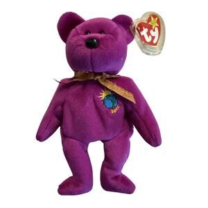 Ty Beanie Babies Millennium Bear Plush Toy - Purple